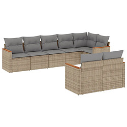 vidaXL Salon de jardin avec coussins 8pcs mélange beige résine tressée