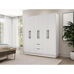 Vente-Unique Armoire 6 portes et 2 tiroirs - L162 cm - Blanc - FEOVA