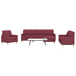 vidaXL Ensemble de canapés 4 pcs avec repose-pied rouge bordeaux tissu