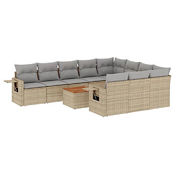 vidaXL Salon de jardin et coussins 11 pcs mélange beige résine tressée