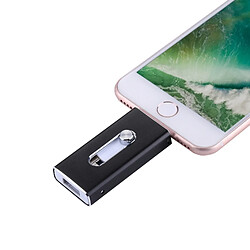 Acheter Wewoo Clé USB noir pour iPhone et iPad & iPod la plupart des smartphones Android PC 3 en 1 USB 2.0 Lightning 8 broches Micro USB 32 Go Flash Drive,