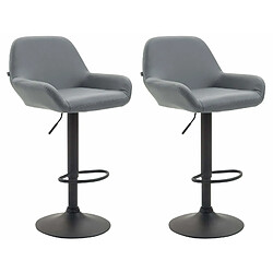 Decoshop26 Lot de 2 tabourets de bar moderne et confortable en synthétique gris pieds trompette en métal noir TDB10219