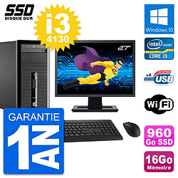 PC Tour HP 400 G1 Ecran 27" Intel i3-4130 RAM 16Go SSD 960Go Windows 10 Wifi - Occasion