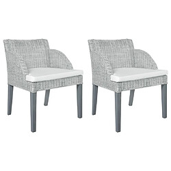 vidaXL Chaises à manger avec coussins lot de 2 gris rotin naturel