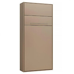 Inside 75 Armoire lit escamotable KOMPACT Ouverture assistée, coloris taupe mat couchage 90*200 cm.