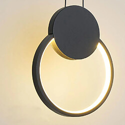 Stoex Lampe À Suspension Nordique Ronde Lustre Moderne Plafonnier Led Minimaliste (Noire), Luminaire D'Intérieur, Blanc Chaud pas cher