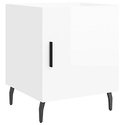 Maison Chic Table de chevet,Table de Nuit,Meuble de Rangement blanc brillant 40x40x50 cm bois d’ingénierie