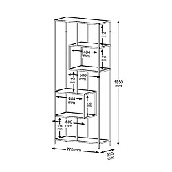 Toilinux Bibliothèque 5 étagères asymétriques en MDF et métal - Noir et Marron pas cher