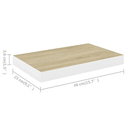 vidaXL Étagères flottantes 2 pcs Chêne et blanc 40x23x3,8 cm MDF pas cher