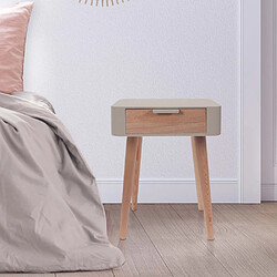 The Home Deco Factory Chevet en bois 1 tiroir Zoran (Lot de 2) Taupe.