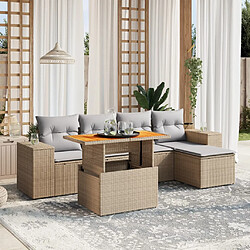 vidaXL Salon de jardin avec coussins 6 pcs beige résine tressée