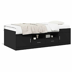 Maison Chic Lit d'appoint | Lit de jour | Lit de repos avec tiroirs noir 100x200 cm bois d'ingénierie -GKD24593