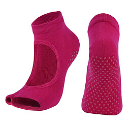 Acheter Chaussettes De Yoga Pour Femmes En Gymnase De Sport, Chaussettes Antidérapantes, Demi-embout Collant, Rose, Rouge