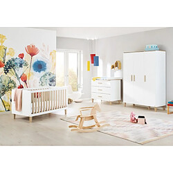 Pinolino Chambre de bébé Lumi 3 pièces lit de bébé évolutif commode à langer large armoire grande