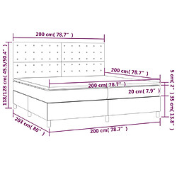 vidaXL Sommier à lattes de lit et matelas et LED Crème 200x200cm Tissu pas cher