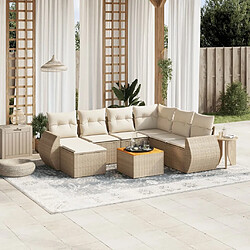 Maison Chic Salon de jardin avec coussins 8 pcs | Ensemble de Table et chaises | Mobilier d'Extérieur beige résine tressée -GKD71045