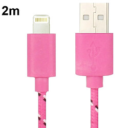 Wewoo Câble Magenta pour iPhone 6 et 6 Plus, 6s 6s Plus, 5 5S 5C de charge de transfert de données USB en nylon de style 2m,