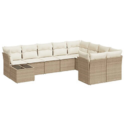 Maison Chic Salon de jardin avec coussins 10 pcs | Ensemble de Table et chaises | Mobilier d'Extérieur beige résine tressée -GKD61954