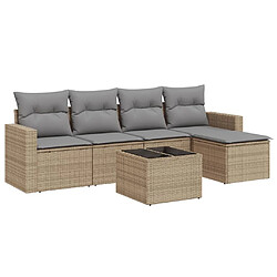 vidaXL Salon de jardin avec coussins 6 pcs beige résine tressée