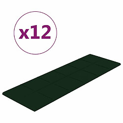 vidaXL Panneaux muraux 12 pcs Vert foncé 90x30 cm Velours 3,24 m²