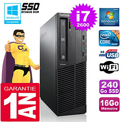 PC Lenovo M92p SFF Core I7-2600 Ram 16Go Disque 240 Go SSD Graveur DVD Wifi W7 - Occasion