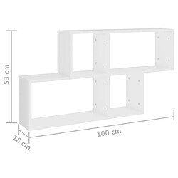 vidaXL Étagère murale Blanc 100x18x53 cm Bois d’ingénierie pas cher