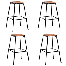 vidaXL Tabourets de bar lot de 4 noir pinède solide et acier 