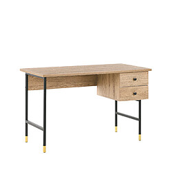 Beliani Bureau effet bois clair / noir avec 2 tiroirs 120 x 60 cm ABILEN 