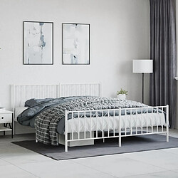 Maison Chic Cadre/structure de lit métal et tête de lit + pied de lit pour adulte - Lit Moderne Chambre blanc 183x213cm -MN25394