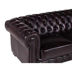 Acheter Vente-Unique Canapé chesterfield 4 places BRENTON 100% cuir de buffle - Marron reflets châtains