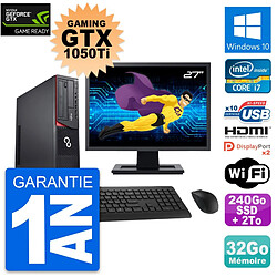 PC Fujitsu E920 DT 27" Gaming GTX 1050Ti i7-4790 RAM 32Go 240Go SSD + 2To W10 · Occasion 