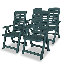 vidaXL Chaises inclinables de jardin lot de 4 Plastique Vert 