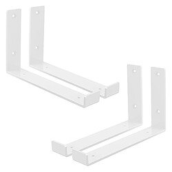 Lot de 4 Supports d'Étagère ML-Design 25x4x14 cm, en Métal, Blanc, Style Industriel