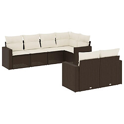 vidaXL Salon de jardin avec coussins 7 pcs marron résine tressée