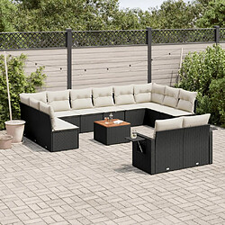 Maison Chic Salon de jardin avec coussins 13 pcs, Ensemble Tables et chaises de jardin, noir résine tressée -GKD714752