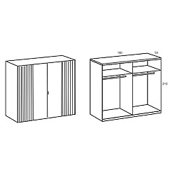 Avis Inside 75 Armoire blanc 4 portes BLEND 2 portes aspect clayettes imit. chêne artisan