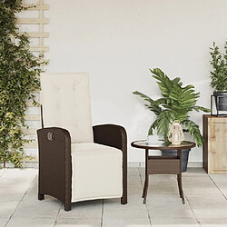 Avis Maison Chic Chaise inclinable de jardin repose-pied pour relax marron résine tressée -GKD61029