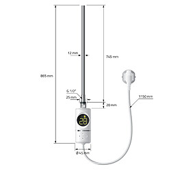 Avis LuxeBath Radiateur électrique pour salle de bains Sahara 500x1500 mm Blanc raccord latéral droit & thermoplongeur 900W