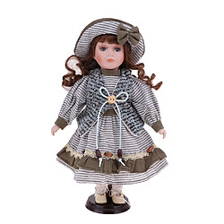 30cm belle figurine poupée fille en porcelaine avec gris vêtements chapeau ensemble poupées en porcelaine