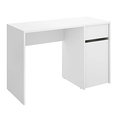 Acheter Pegane Meuble de bureau, table de bureau en bois mélaminé avec 1 tiroir et 1 porte coloris blanc - Longueur 110 x Profondeur 50 x Hauteur 74 cm