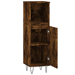 vidaXL Armoire de bain chêne fumé 30x30x100 cm bois d'ingénierie pas cher