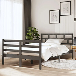 vidaXL Cadre de lit sans matelas gris bois massif