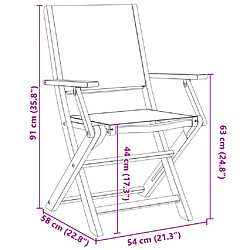 vidaXL Chaises de jardin pliantes lot de 6 tissu et bois massif pas cher