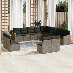 Maison Chic Salon de jardin avec coussins 13 pcs, Ensemble Tables et chaises de jardin, gris résine tressée -GKD631689