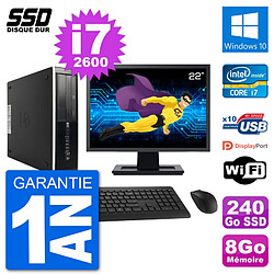 PC HP Compaq Pro 6300 SFF Ecran 22" i7-2600 RAM 8Go SSD 240Go Windows 10 Wifi · Occasion 