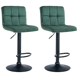 Decoshop26 Lot de 2 tabourets de bar en velours vert avec coutures décoratives pied en trompette métal noir 10_0004398 