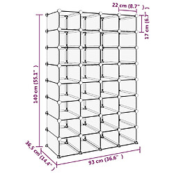 vidaXL Étagère à chaussures Transparent 93x36,5x140 cm PP pas cher