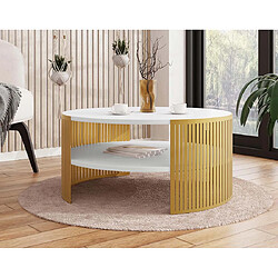 Avis Bestmobilier Cruz - table basse - blanc et doré - 75 cm