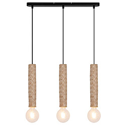 Sampa Suspension moderne Nala 132cm réglable 3 ampoules métal et bambou LED