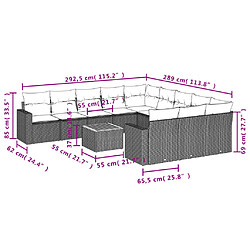 Acheter vidaXL Salon de jardin avec coussins 12 pcs gris résine tressée